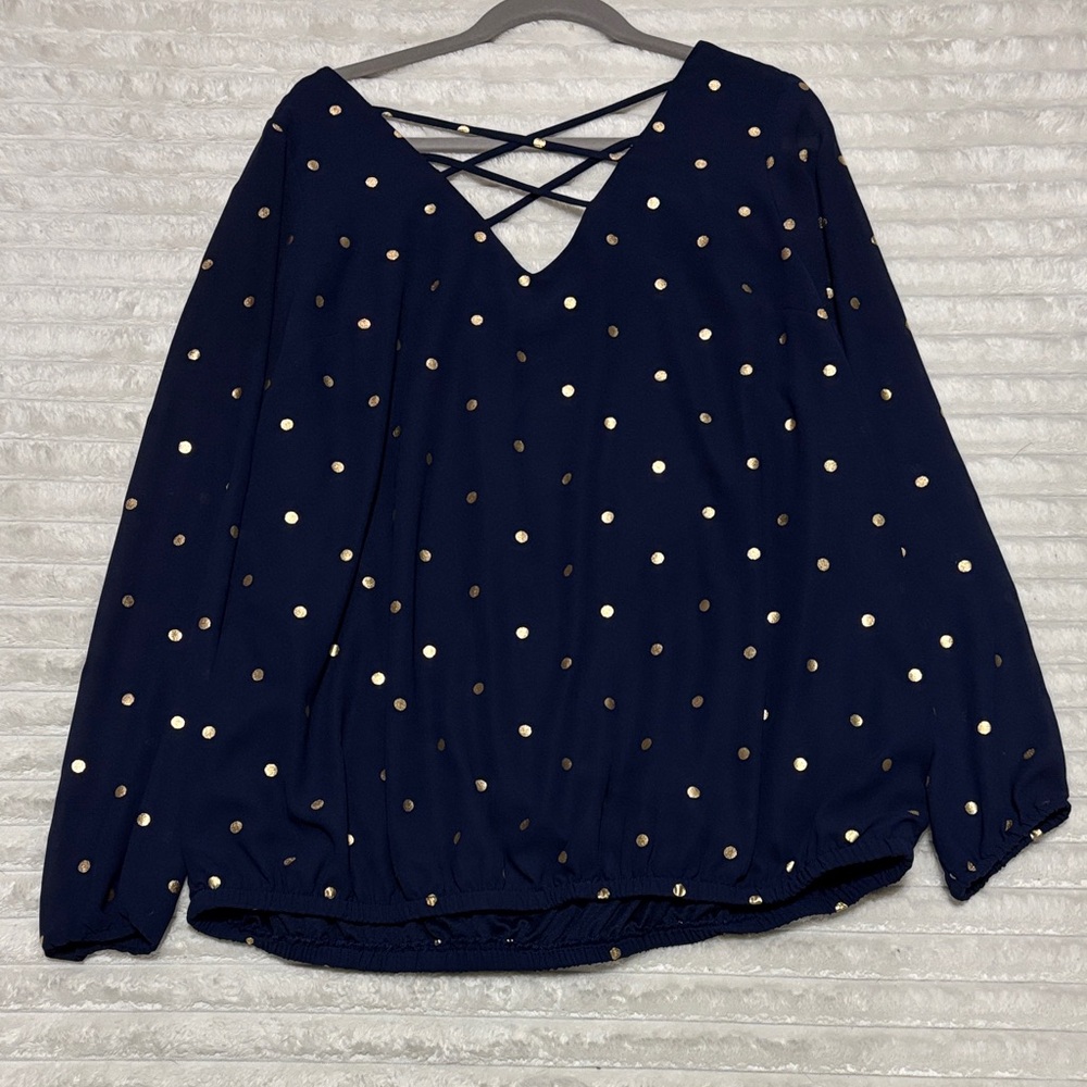 Torrid Midnight Blue Top with Metallic Dots